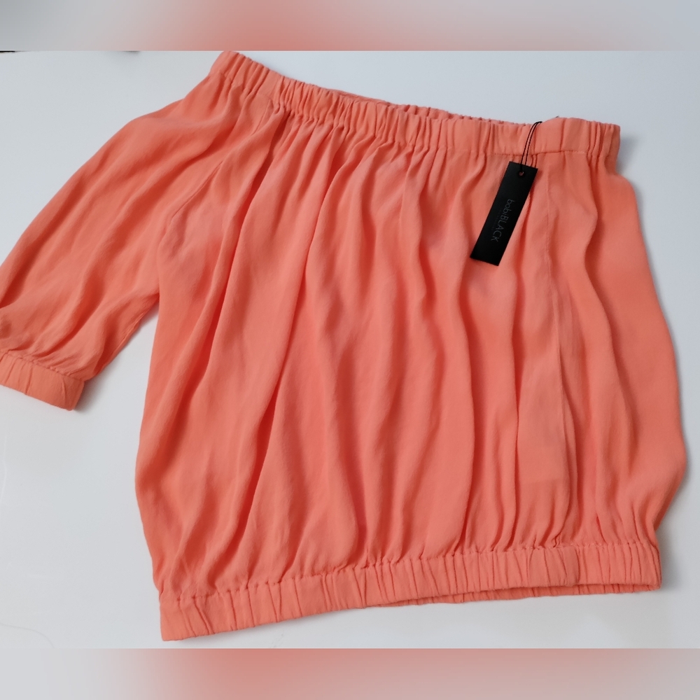 Bobi BLACK LA One Shoulder Top Coral size small very attractive blouse feel good